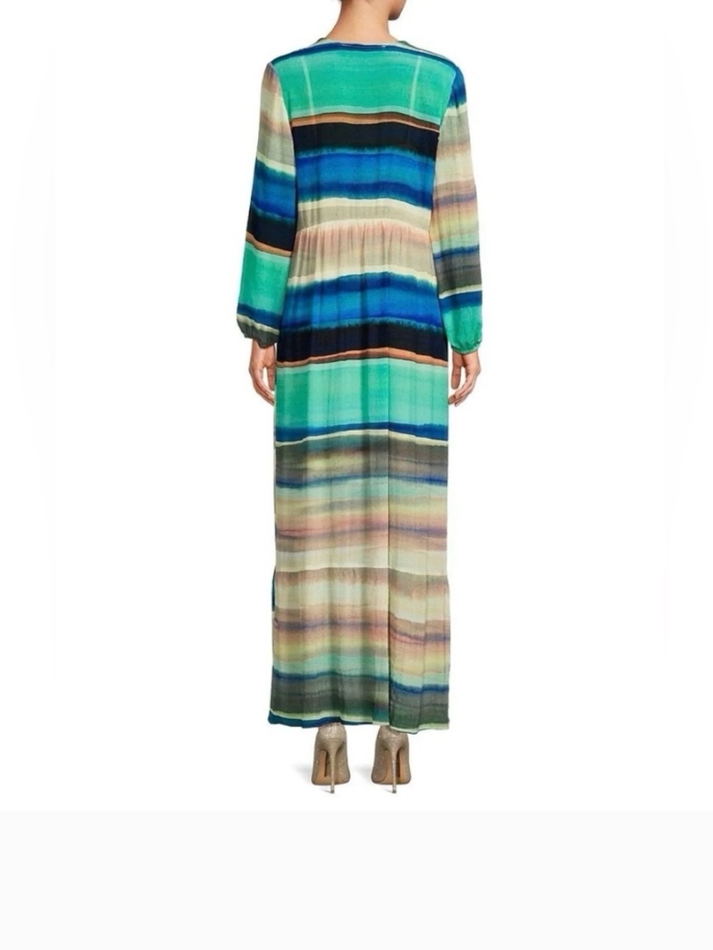 Marie Oliver Luciana Sante Fe Stripe Silk Gauze Maxi Dress Small Resortwear - Picture 6 of 8